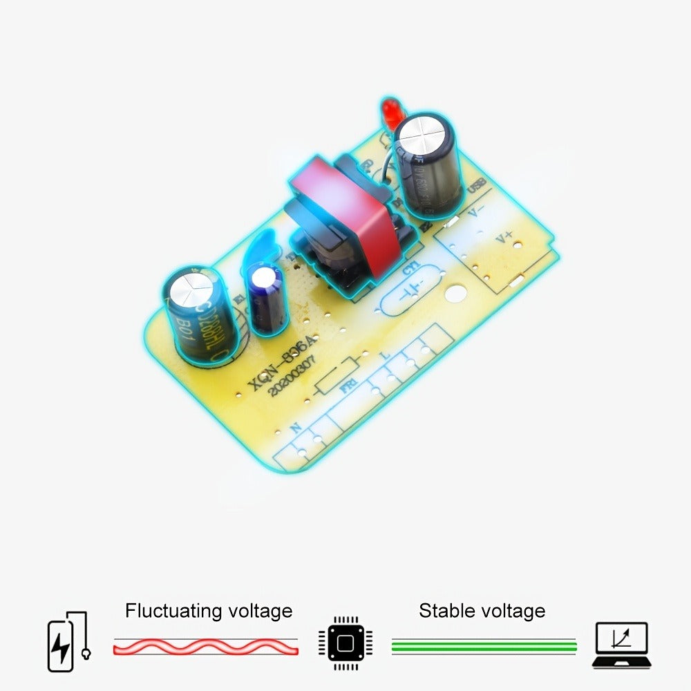Fixed 5V 2A 10W AC/DC Power Adapter with Eight Tips, Type-C, Micro-USB and Barrel Connectors