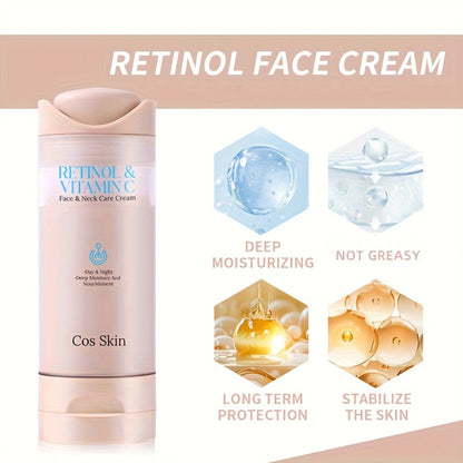 Retinol Vitamin C Face Cream Anti Aging Moisturizer for Skin Elasticity Brightening Deep Hydration Fast Absorbing Non Greasy Gentle Daily Skin Care for Women All Skin Types