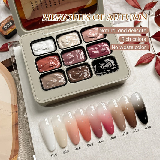 Gel Nail Polish 9-Color Mini Grid Sets for Ombre and Patting Art in 5 Curated Collection Options