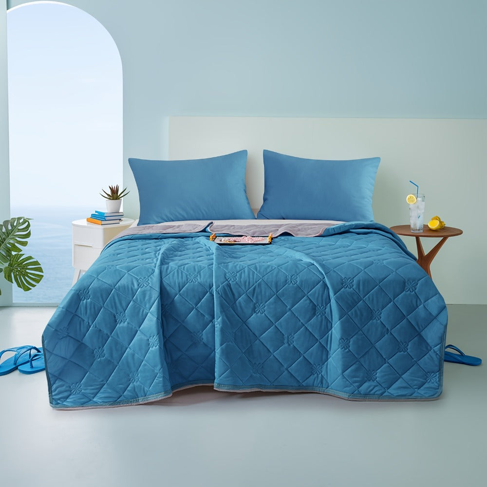 Embossed Diamond-Pattern Summer Blanket in Six Colors with Throw, Twin and Full Size Labels
