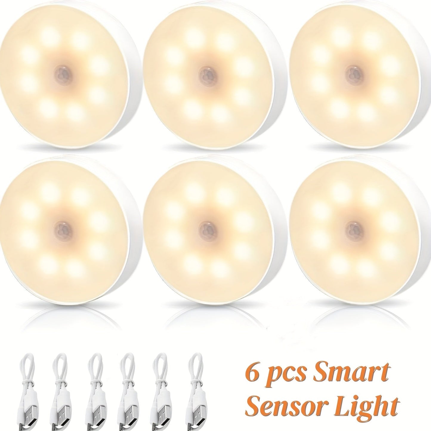 Wireless Motion Sensor Night Light USB Rechargeable - Dimmable Wall Lamp Dual Mode PIR Sensor Magnetic & Adhesive Mount 6 or 12 Pack for Kitchen Hallway Stairs Closet Cabinet Bedroom Bathroom