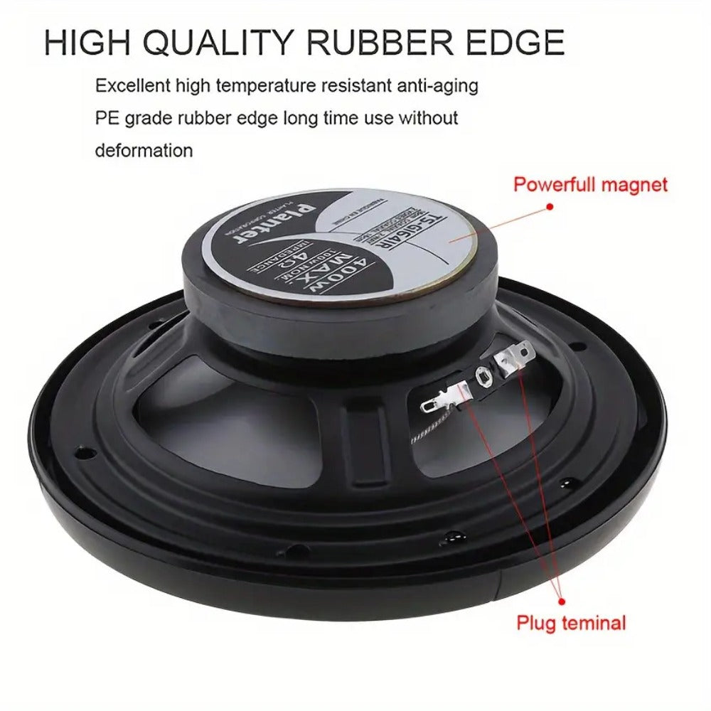 6.5 Inch 400W Car Coaxial Speakers HiFi Full Range – Rubber Edge, Strong Magnet, Universal Fit for Ford Chevy Toyota Honda, 2-Pack or 4-Pack Door Speakers