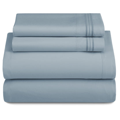Bed Sheet Set 1800-Series Microfiber with Six Fitted-Sheet Sizes and Twenty Solid Color Choices