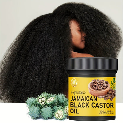 Hair Oil YANYUTONG Jamaican Black Castor 100g Yellow-Label Jar with Black Screw Lid for Hair and Scalp Application