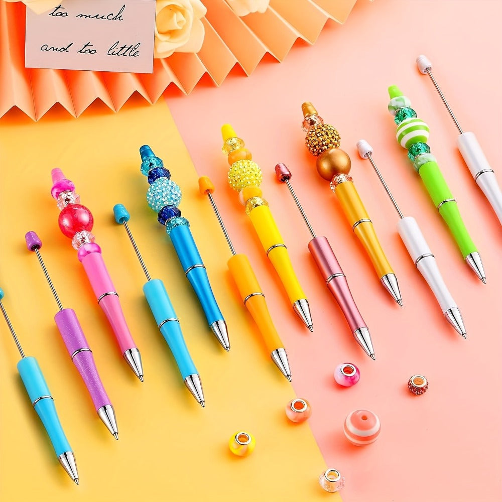 Bulk Beadable Ballpoint Pens with Black Ink, Assorted Random Colors and 40- or 60-Piece Options