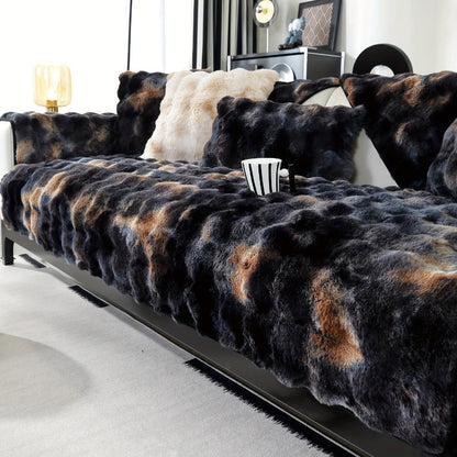 Sofa Cover, Faux-Lamb Plush Gradient Couch Pad in Five Colors with Armchair, Backrest and Seat Sizes