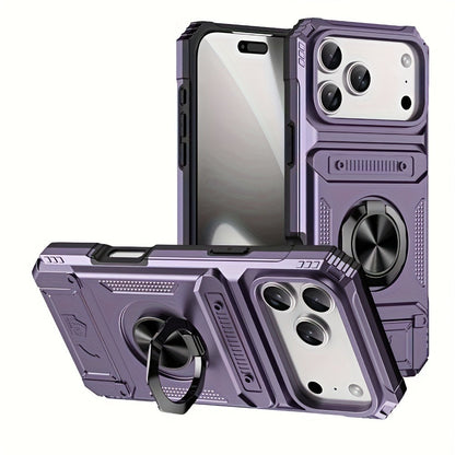 Wallet-Style iPhone Case with Card Slot, Ring Holder and Kickstand in 125 Model and Color Options