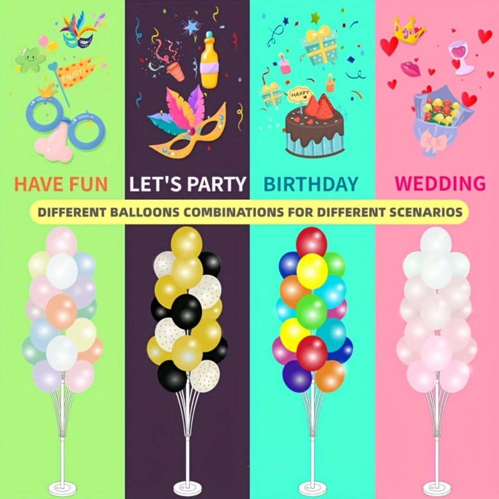 Party Decorations Two 63-Inch Balloon Holder Stands with 19-Cup Layout, Bases, Poles and Connectors
