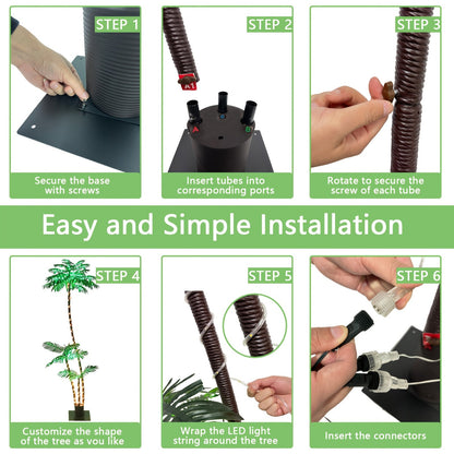 Seven-Foot Solar Palm Tree Light with 260 LEDs, Three Trunks, Remote Control and Eight Modes