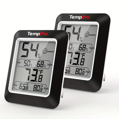 Two-Pack Indoor Digital Thermometer and Hygrometer with Temperature, Humidity and Comfort Indicator
