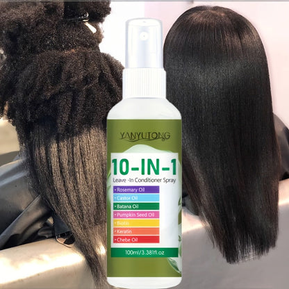 10-in-1 Hair Treatment Spray 100ml with Argan Oil Batana and Rosemary - Anti-Breakage Split End Repair Frizz Control Shine Boost Leave-In Spray for Dry Damaged Hair Women and Men