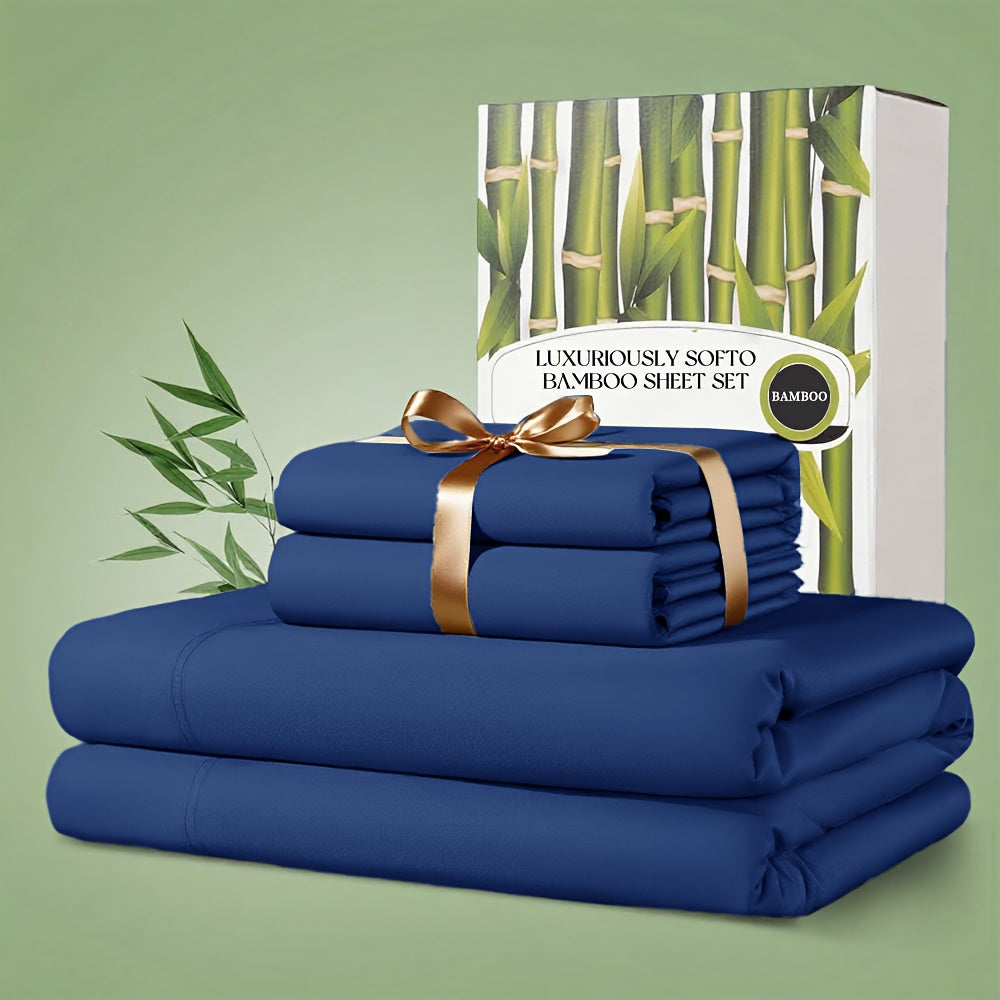 Sheet Set, Four-Piece 30% Lyocell and 70% Viscose Bedding with 18-to-24-Inch Fitted Pocket and Twelve Colors