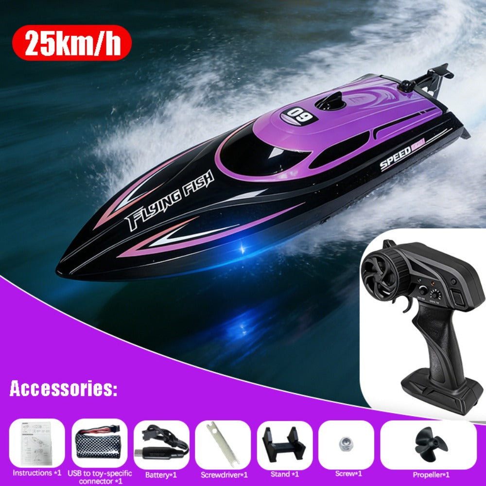 RC Speedboat 30KM/H with LED Night Navigation Lights – 2.4GHz High Speed Remote Control Boat Anti-Capsizing Water Cooling System Pool Lake RC Toy for Kids Adults, Best Birthday Summer Gift