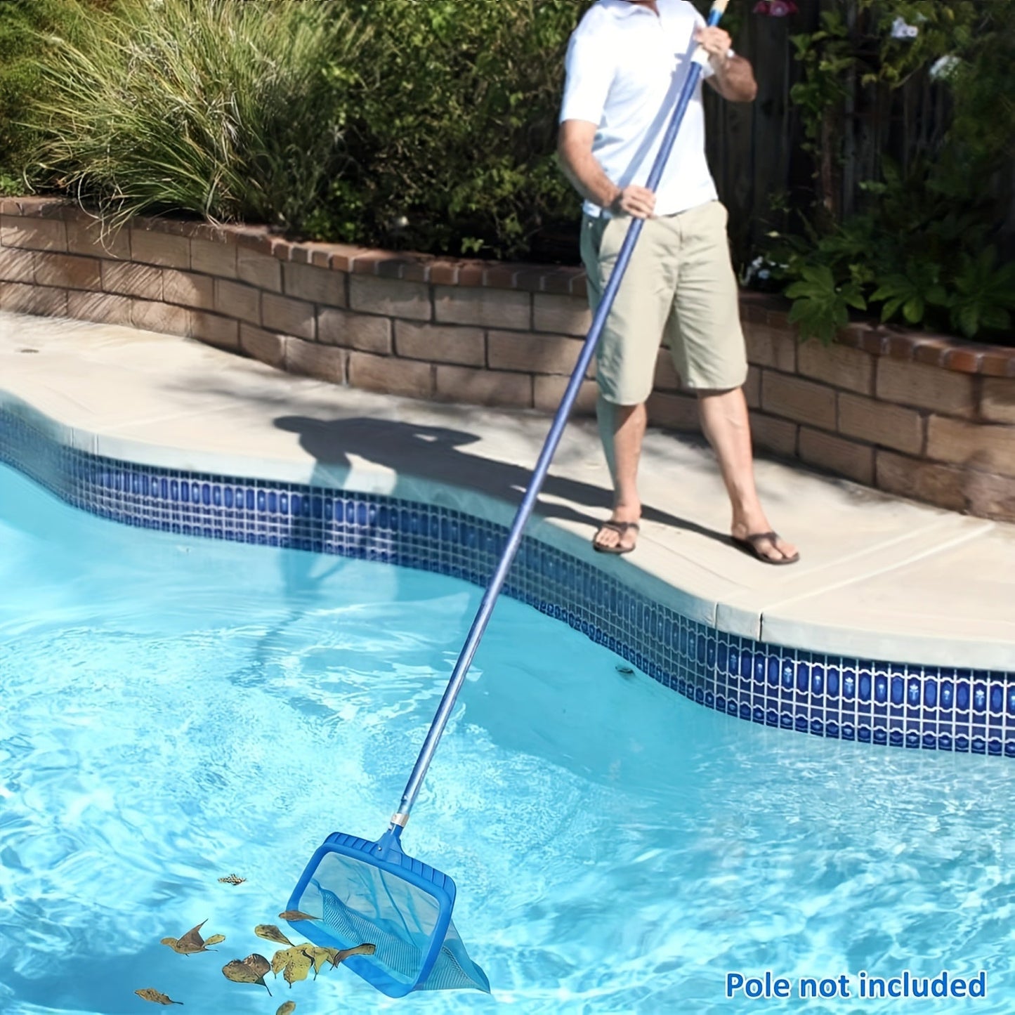 Fine Mesh Pool Skimmer Net with 20 x 12.5-Inch Rectangular Frame and Deep Debris Bag, Pole Not Included