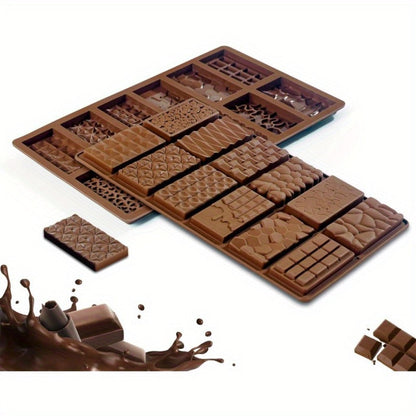 Three-Pack 12-Cavity Silicone Chocolate Bar Mold Set with Scraper for Candy, Wax Melts and Soap