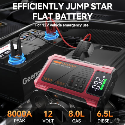 8000A Jump Starter with Air Compressor - 12V Portable Jump Box for Gas & Diesel Cars, USB Ports & LED Flashlight | Up to 8.0L Gas & 6.5L Diesel