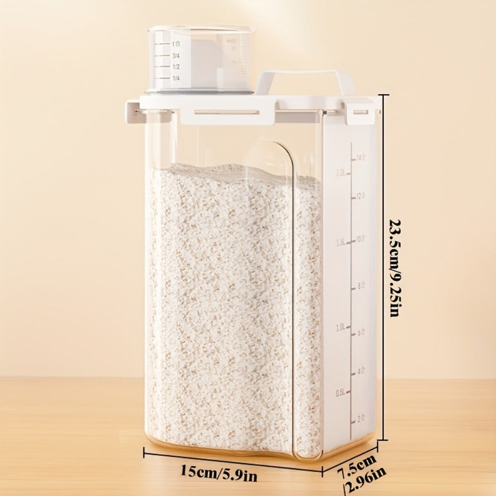 Four-Piece Transparent Grain Storage Container Set with Flip-Top Lids and Pouring Ports for Dry Goods