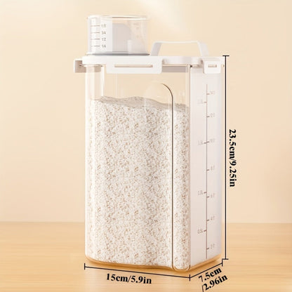 Four-Piece Transparent Grain Storage Container Set with Flip-Top Lids and Pouring Ports for Dry Goods