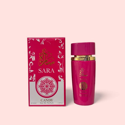 Eau de Parfum Sara Candy for Women 100ml in Bright Pink Box with 4-Note Source Profile for Daily Wear