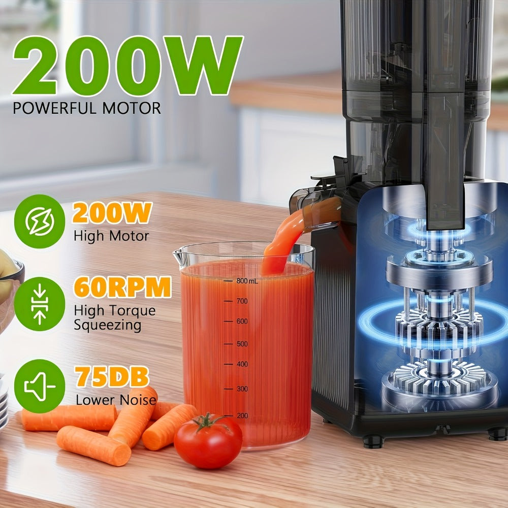 Cold Press Juicer Machine with Large Feed Chute - Slow Masticating Juicer for Whole Fruits & Vegetables
