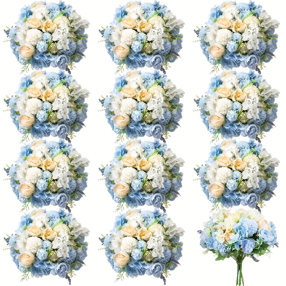 Artificial Flowers 12-Bundle Peony and Hydrangea Bouquet Set in Five Colors for Wedding Decor