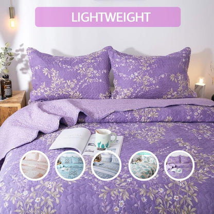 Lightweight Floral Quilt Set in Twin, Queen or King Sizes with 17 Paisley and Patchwork Color Options