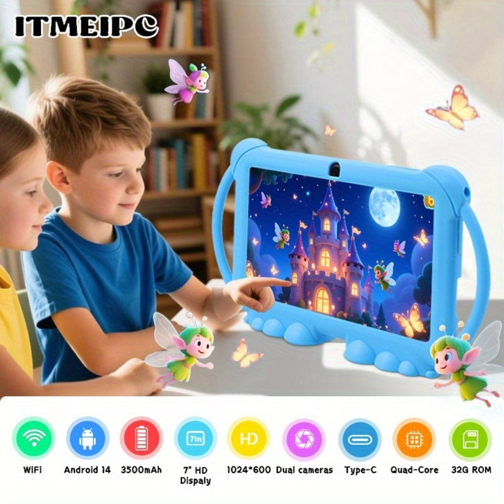 Android Tablet 7-Inch Kids Model with Android 14, WiFi 6, Parental Controls and Protective Case