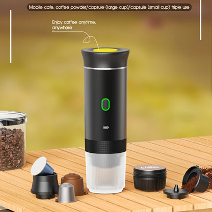 Portable Capsule Coffee Machine USB Rechargeable One-Touch Brewing Compact Automatic Espresso Maker for Travel Office Dorm Room Under 1L Stylish Transparent Design for Coffee Lovers Black White