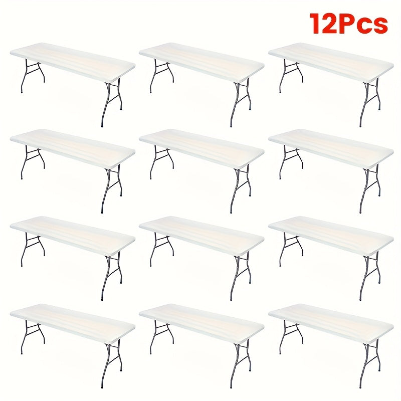 Tablecloth Elastic Cover Set for 6-Foot Rectangle Tables in 3, 6, 9 or 12 Pieces and Three Colors