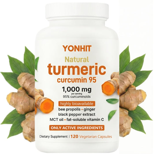 Turmeric Curcumin 95% Curcuminoids with Black Pepper & MCT Oil – Maximum Absorption, Zero Fillers, Anti-Inflammatory Joint & Immune Support for Women & Men, 120 Plant-Based Capsules