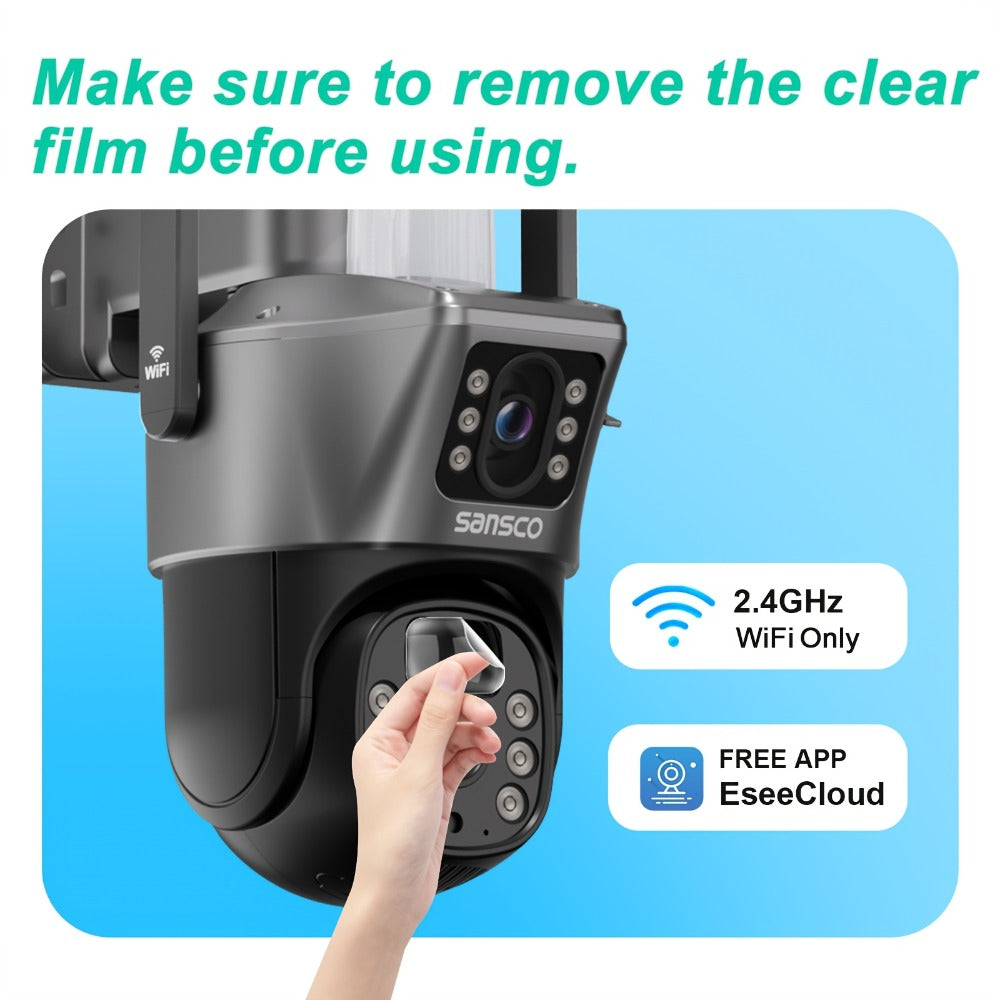 Solar Security Camera Outdoor Wireless 8MP with 8X Digital Zoom, Spotlight Siren, Color Night Vision, PIR Motion Detection & 2-Way Audio – Battery Powered 2.4GHz WiFi CCTV Surveillance Camera