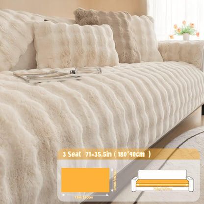 Sofa Cover Bubble Faux Rabbit Fur Panels with Silicone Non-Slip Backing for Seat, Armrest or Backrest