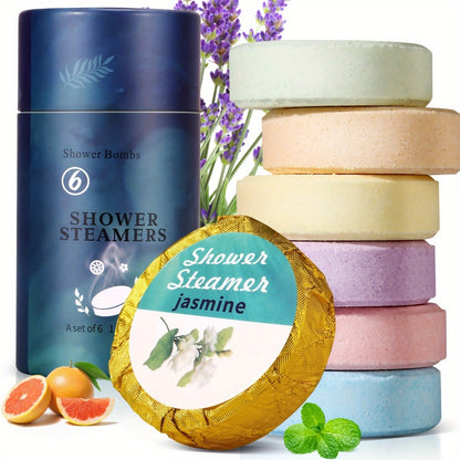 Shower Bombs 6 Pack Eucalyptus & Lavender Essential Oils — Aromatherapy Shower Steamers for Stress Relief Self Care Home Spa Gift for Women Men Birthday Mother's Day Christmas Valentine