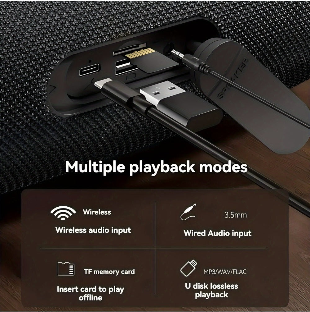 Portable Bluetooth Speaker TG418 with 3000mAh Battery, EQ, LED Lights, Type-C, TF, USB and AUX