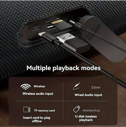 Portable Bluetooth Speaker TG418 with 3000mAh Battery, EQ, LED Lights, Type-C, TF, USB and AUX