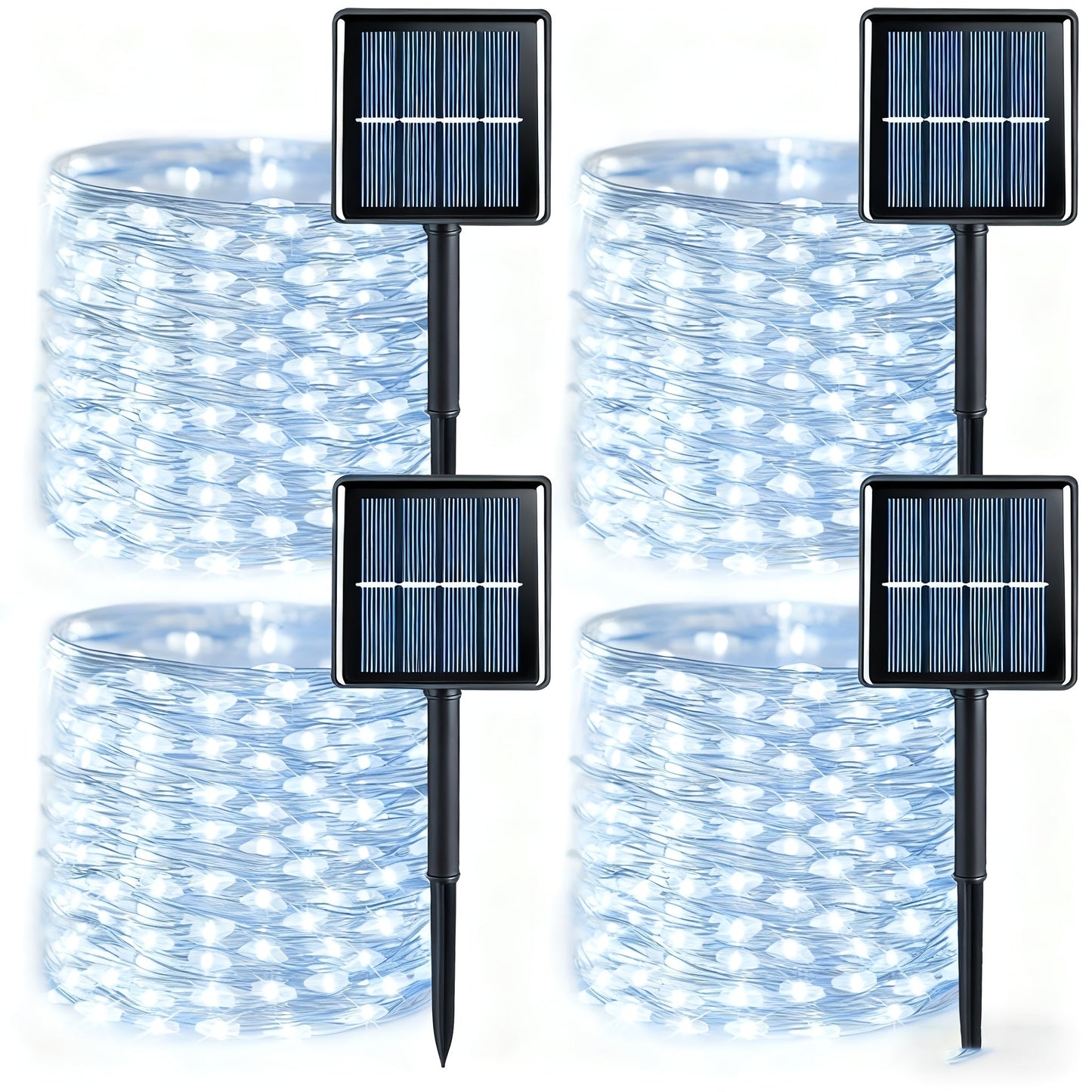 Four-Pack Solar Fairy String Lights with 400 LEDs Total, 160 Feet and Five Color Options for Patio Decor