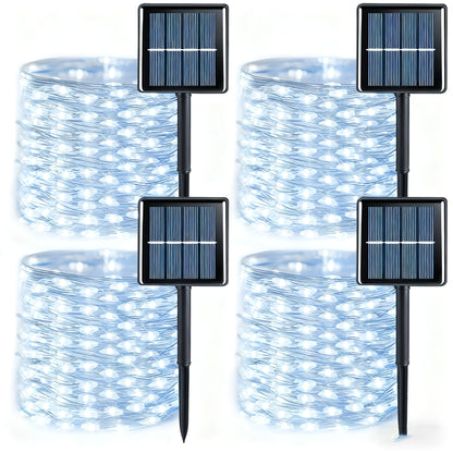 Four-Pack Solar Fairy String Lights with 400 LEDs Total, 160 Feet and Five Color Options for Patio Decor