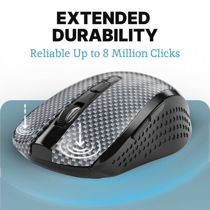 Carbon-Fiber Pattern Wireless Mouse with 2.4 GHz USB Receiver, Six Buttons and Three DPI Levels