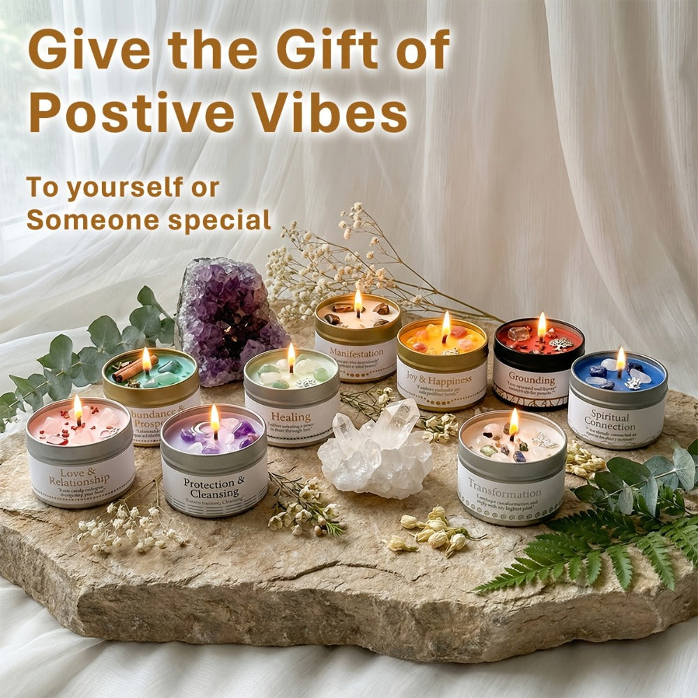 3oz Decorative Tin Candle or Two-Piece Crystal and Guidance Card Set with Multiple Label Pairings