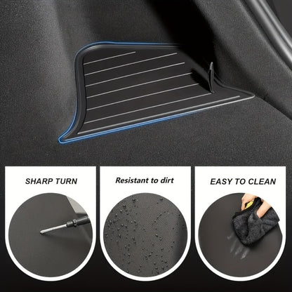 Car Trunk Organizer Side Storage Boxes for Tesla Model Y Juniper 2025 with Left/Right Black TPE Bins and Lids