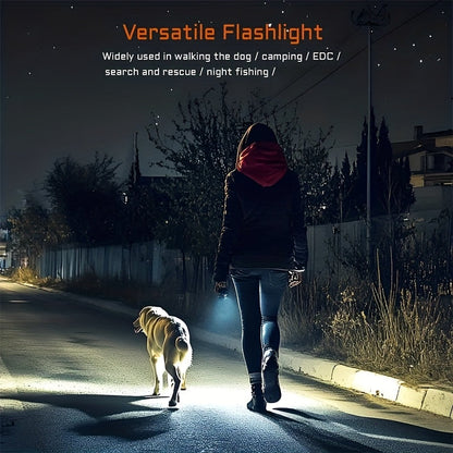 Flashlight 2000-Lumen Solar and USB-C Rechargeable Carrying Light with Power Bank and Four Modes