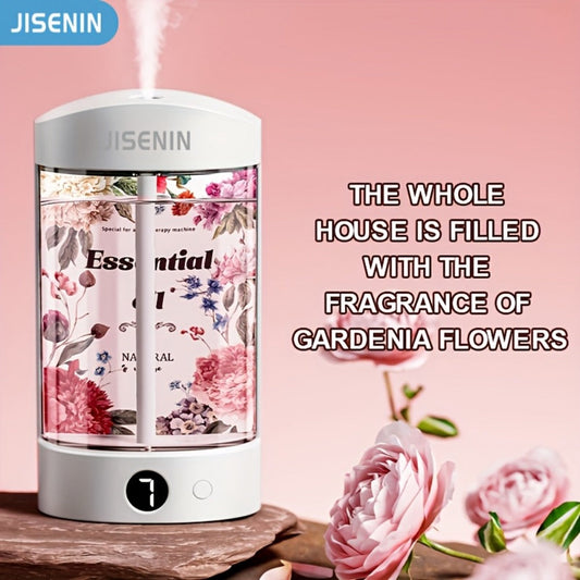 Mini Aroma Diffuser & Humidifier 2-in-1 Portable USB Rechargeable – 7-Level Timer, Silent Operation, LED Display, Auto Shut-Off, Essential Oil Bundles for Home Car Office Travel