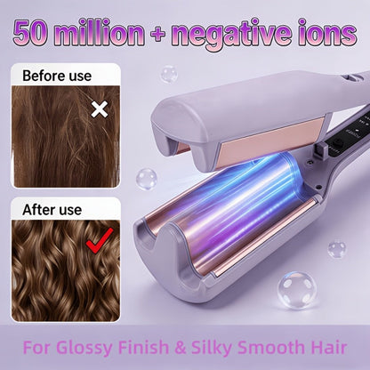 32mm Professional Curling Iron for Waves & Deep Curls with Anti-Scald Safe Temp Control — Long-Lasting Salon Curl Iron for Women, Hair Enthusiasts & Stylists, Gift for Her, Purple
