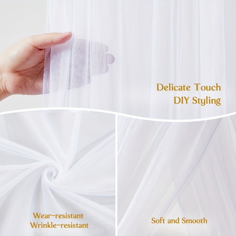 Sheer Yarn Drapery Curtain Party Backdrop 31.5" x 315" – Encrypted Gauze Flutter Streamer for Gender Reveal, Wedding, Birthday, Bridal Shower, Indoor & Outdoor Background Decoration | Reusable & Easy Hang
