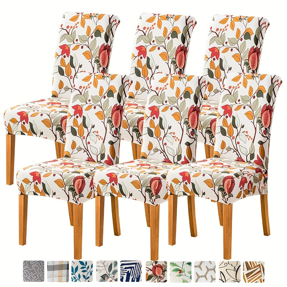 Printed Stretch Dining Chair Covers in Ten Patterns with Four- or Six-Piece Set Checkouts for Parsons Chairs