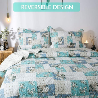 Lightweight Floral Quilt Set in Twin, Queen or King Sizes with 17 Paisley and Patchwork Color Options