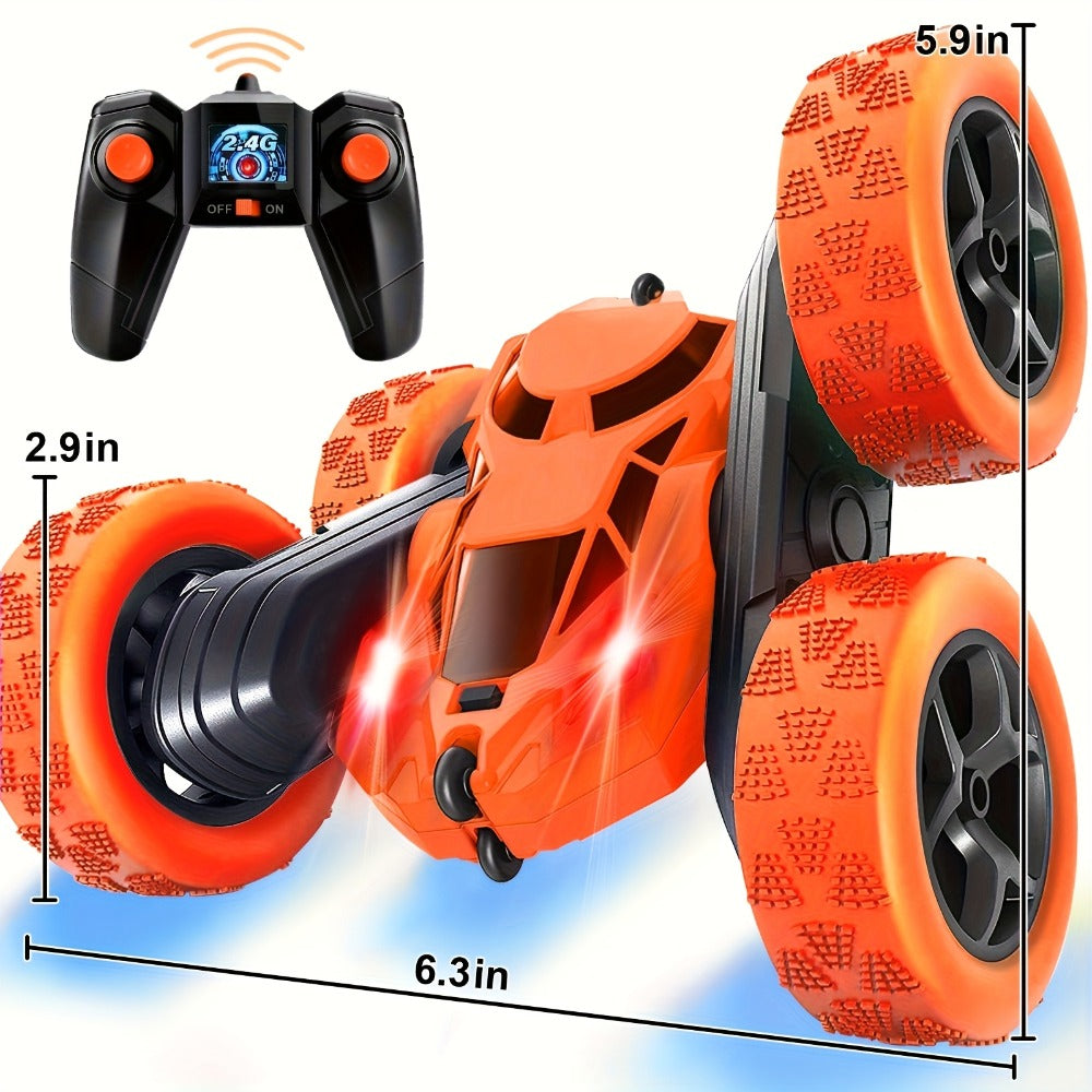Remote Control Car, Double-Sided 360-Degree Flip Stunt Model with 2.4GHz Control, LED Lights and 1400mAh Battery