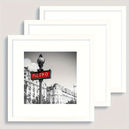 Three-Piece Square Picture Frame Set in Black or White with 8 x 8 or 12 x 12-Inch Wall Options