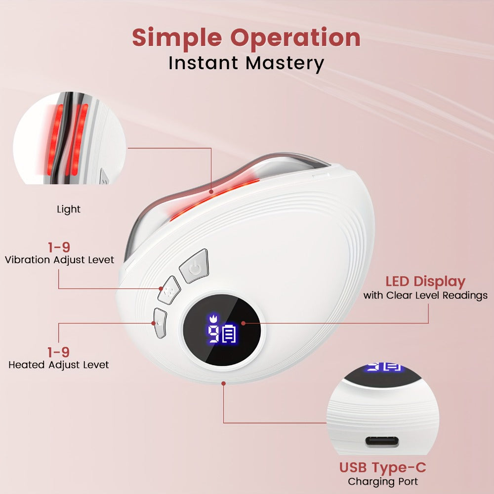 Electric Gua Sha Facial Sculpting Tool 9-Speed Vibration & Heat USB Rechargeable - Anti-Aging Skin Lifting Lymphatic Drainage Face Neck Massager - Home Spa Beauty Device for Women Skincare Gift