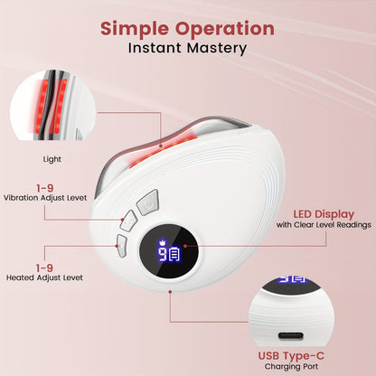 Electric Gua Sha Facial Sculpting Tool 9-Speed Vibration & Heat USB Rechargeable - Anti-Aging Skin Lifting Lymphatic Drainage Face Neck Massager - Home Spa Beauty Device for Women Skincare Gift